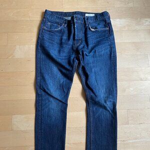 All Saints mens jeans "Clachan Cigarette" sz 32 blue wash button fly